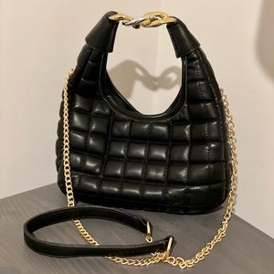 Black quilted chain handbag